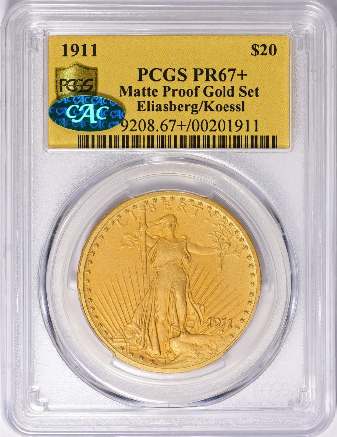 1911 Saint-Gaudens Gold Double Eagle PCGS Proof-67+ CAC
