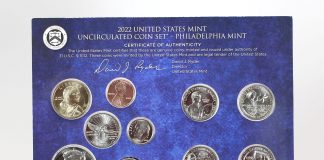 US Mint Sales: Repeat Week for Silver Eagles 2022 Mint Set - Philadelphia card of coins