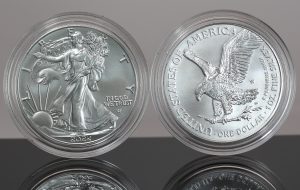 This CoinNews photo shows a pair of 2022-W Uncirculated American Silver Eagles. The coin was the Mint's second best weekly seller.