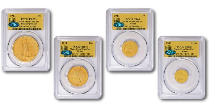 Four of many rarities from the Koessl Collection of Matte Proof Gold Coins