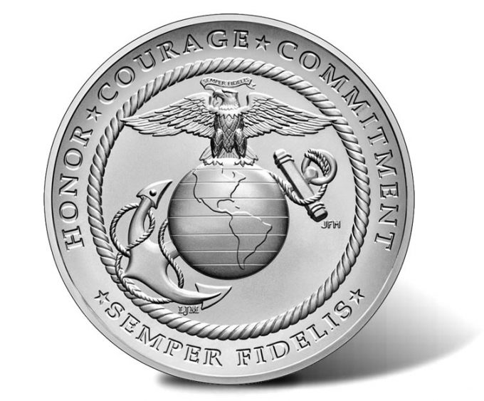 U.S. Marine Corps 2.5 Ounce Silver Medal - Reverse