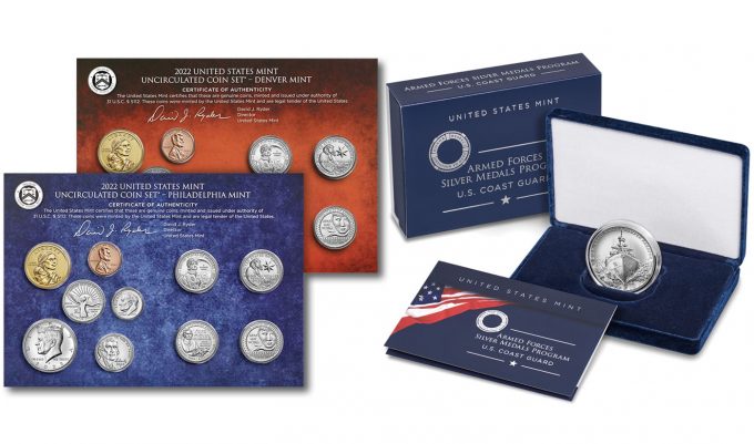 US Mint product images 2022 Mint Set and Marine Corps 2.5 oz Silver Medal