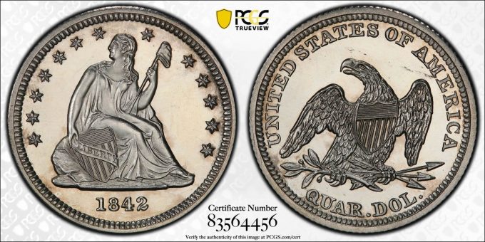 1842 25c PCGS Proof 63 CAM (Small Date)