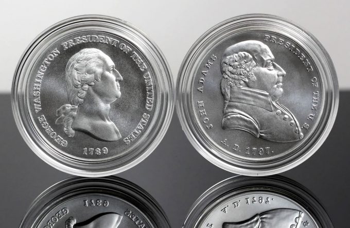CoinNews photo Presidential Silver Medals George Washington and John Adams