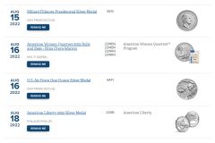 US Mint Products for Week Starting Aug. 15