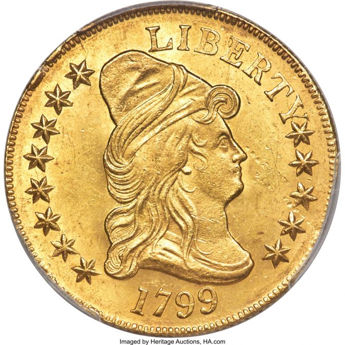 1799 $10 Small Obverse Stars, BD-7, R.3, MS63 PCGS