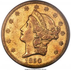 1850-O $20 VF30 PCGS. Variety 3