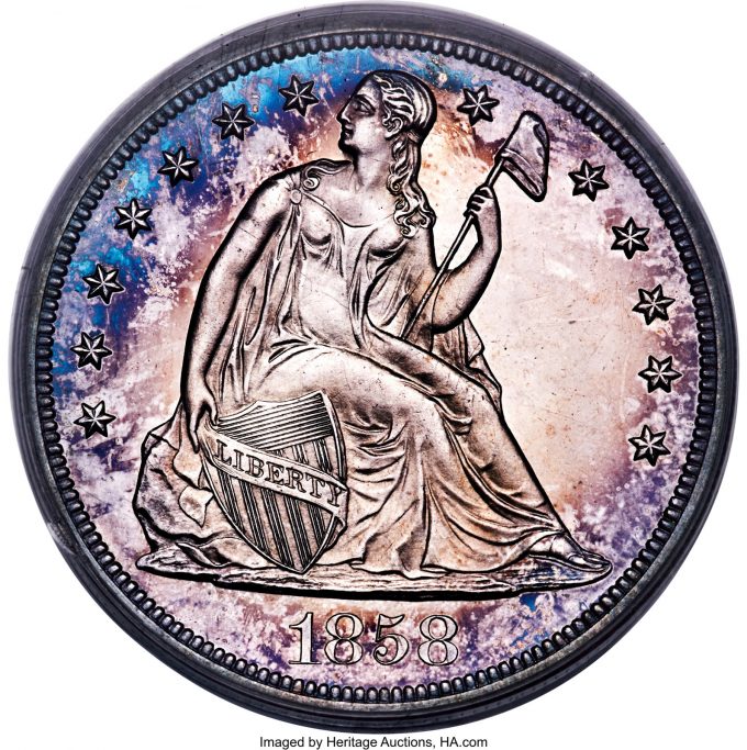 1858 $1 PR64+ Cameo PCGS. CAC