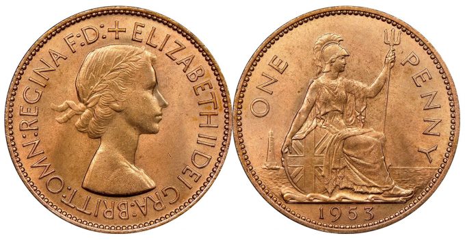 1953 Royal Mint Queen Elizabeth II penny