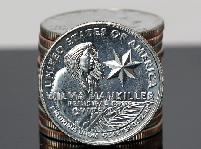 CoinNews photo of 2022 Wilma Mankiller quarters stacked