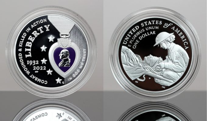 CoinNews photos 2022 National Purple Heart Hall of Honor Colorized Silver Dollar