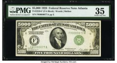 Fr. 2220-F $5,000 1928 Federal Reserve Note. PMG Choice Very Fine 35