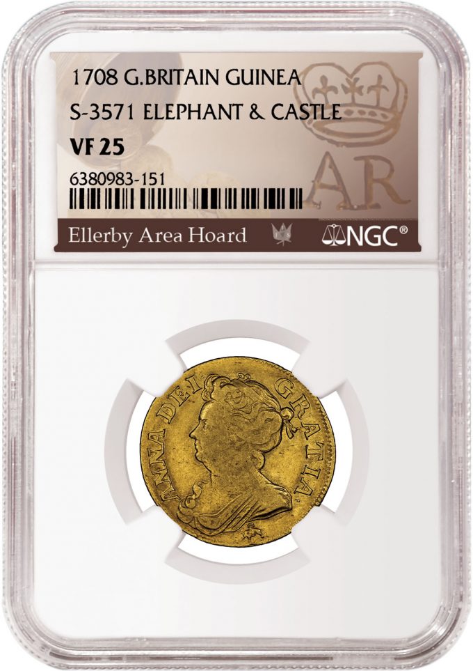 1708 Elephant and Castle Guinea graded NGC VF 25