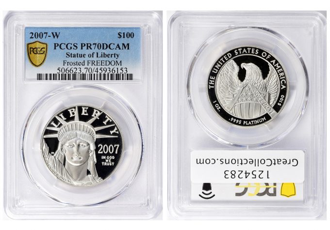 2007 $100 Proof American Platinum Eagle Frosted "FREEDOM"