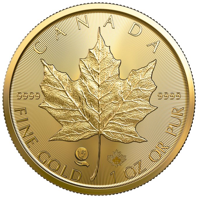 2022 $50 1 oz. 99.99% Pure Gold Maple Leaf Single-Sourced Mine bullion coin - reverse