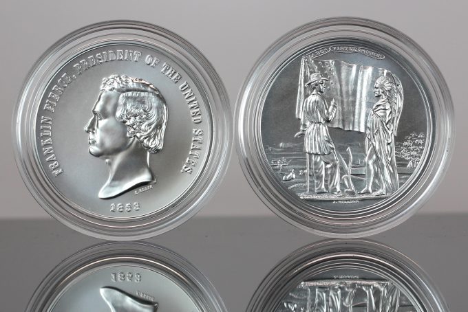 CoinNews photo Franklin Pierce Presidential Silver Medals - Obverse and Reverse