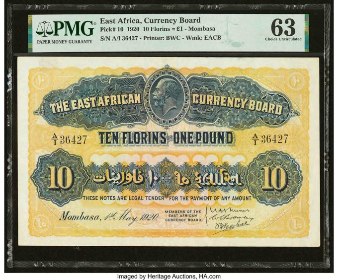 East Africa East African Currency Board 10 Florins