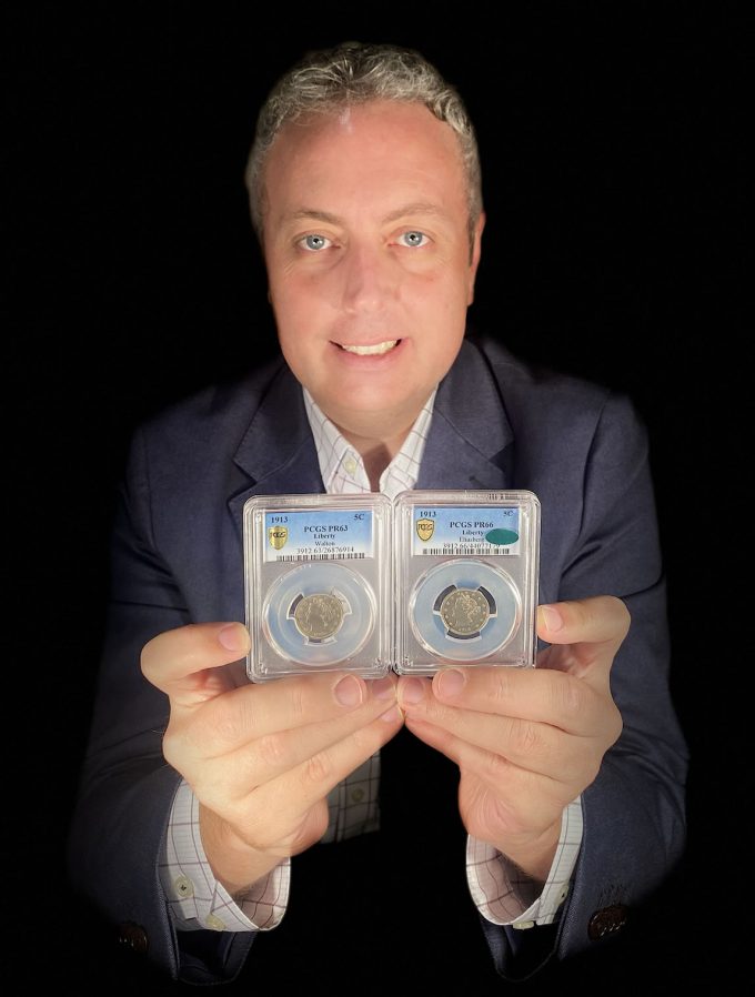 Ian Russell with two 1913 Liberty Head nickels
