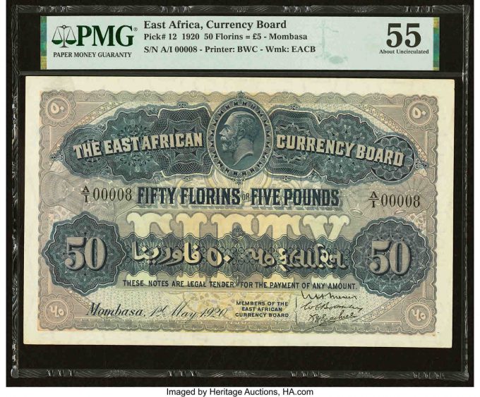 Serial Number 8 East Africa East African Currency Board 50 Florins