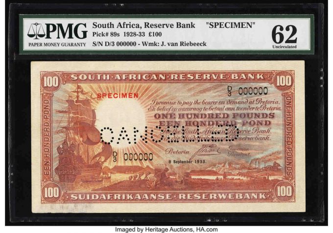South Africa South African Reserve Bank 100 Pounds