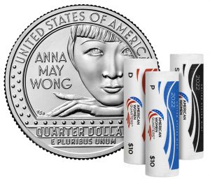 US Mint image 2022 P D S Anna May Wong quarter and rolls
