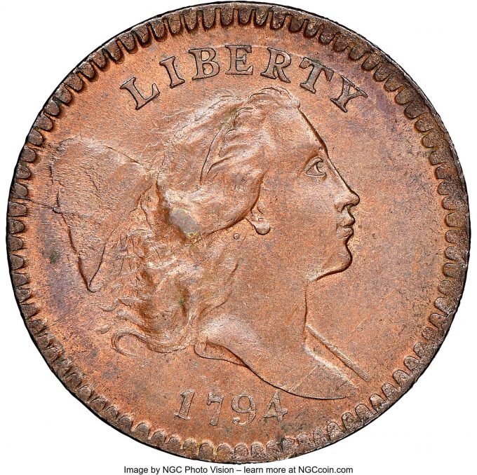 1794 Half Cent, MS64 Red and Brown, CAC