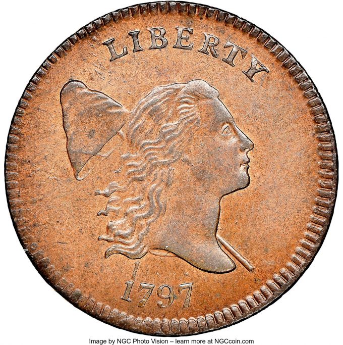 1797 C-1, B-1 Half Cent, MS65 Star Brown, CAC