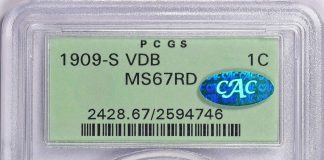 GreatCollections to Offer Finest Set of Lincoln Cents 1909-S VDB PCGS MS-67 RD CAC