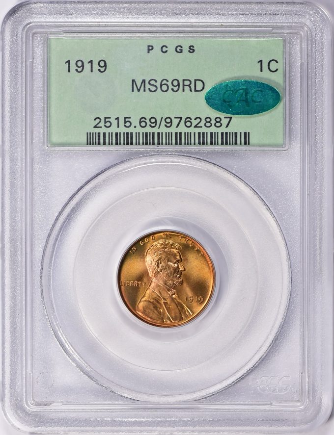1919 1c PCGS MS-69 RD CAC Finest