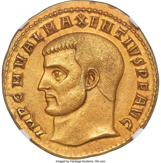 Maxentius (AD 307-312). AV quaternio or medallion of 4-aurei