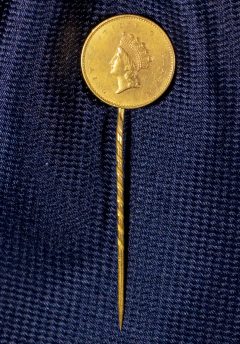 Mid-1850s gold coin stickpin