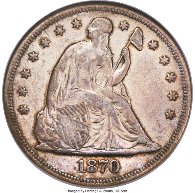 1870-S Seated Dollar, XF40