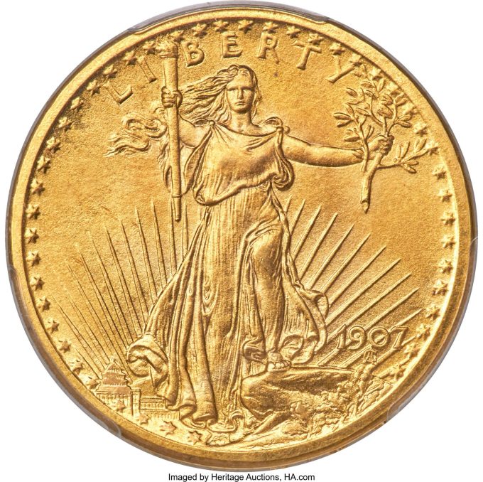 1907 Arabic Numerals Double Eagle, PR68