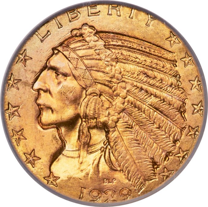 1929 Indian Half Eagle MS65