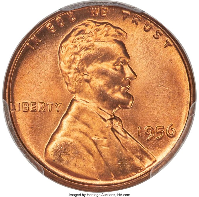1956 Cent, MS67+ Red