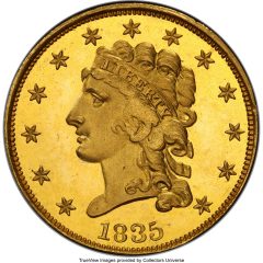 1835 Quarter Eagle, HM-1, PR67 Deep Cameo