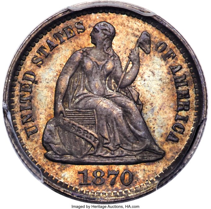 1870-S Seated Liberty Half Dime, MS64
