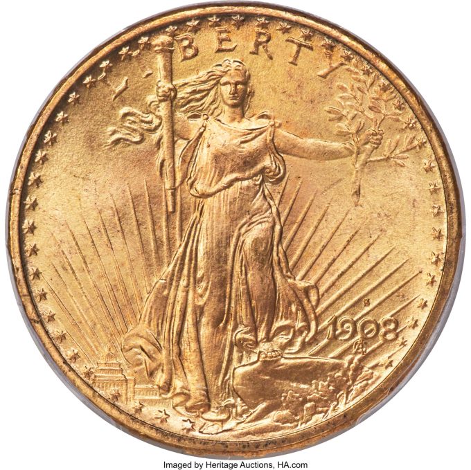 1908-S Twenty Dollar, MS67+