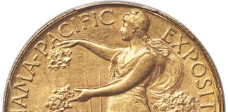 Heritage Takes in $464 Million from 2022 Numismatic Auctions 1915 S-Less Pan-Pac Half in Gold, PR64