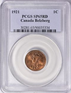 Canada 1921 Cent KM-28 PCGS SP-65 RD