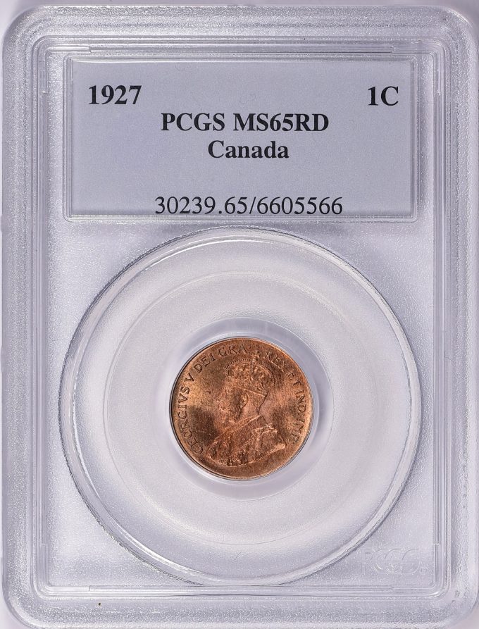 Canada 1927 Cent KM-28 PCGS MS-65 RD