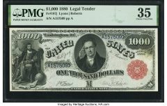 Fr. 187j $1,000 1880 Legal Tender PMG Choice Very Fine 35