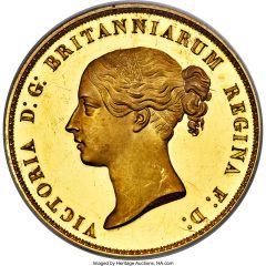 Victoria gold Proof Una and the Lion 5 Pounds 1839 PR64