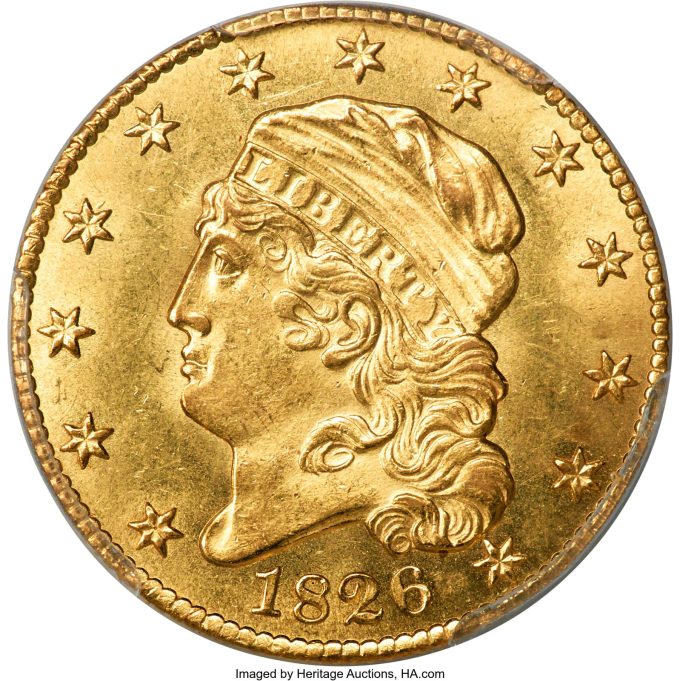 1826 Capped Head Half Eagle, MS62