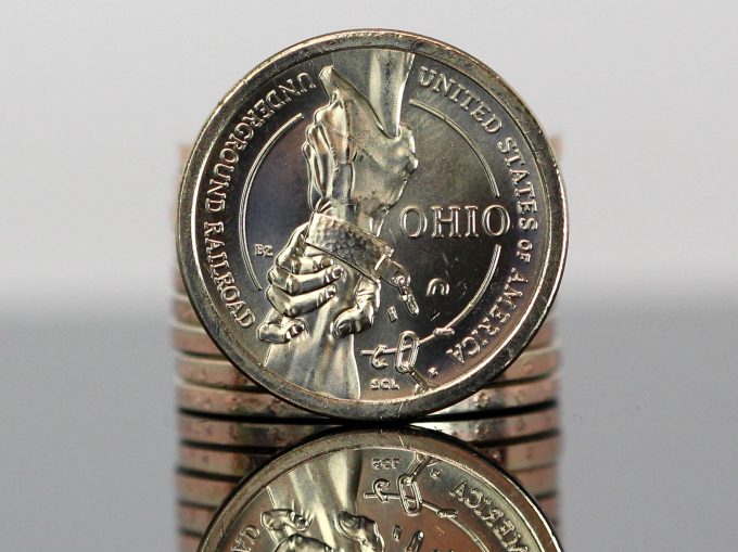 This CoinNews photo shows a stack of Ohio Innovation dollars