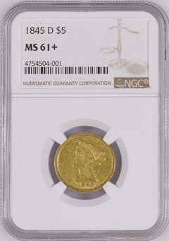 1845-D Liberty Head $5