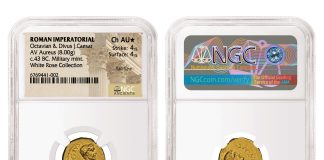 Spink Offering NGC-certified Ancient Gold Coins from Egypt, Rome, and Great Britain 43 BC Roman Imperatorial Octavian Divus Caesar AV Aureus