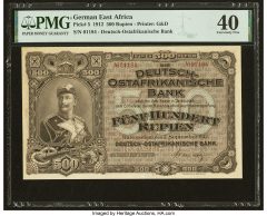 German East Africa Deutsch-Ostafrikanische Bank 500 Rupien 2.9.1912 Pick 5 PMG Extremely Fine 40
