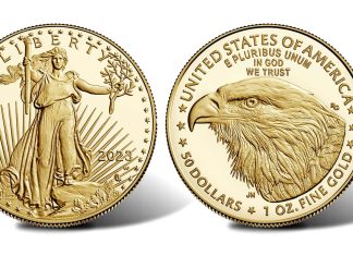 2023-W Proof American Gold Eagles Available in Four Sizes and Set Image of obverse and reverse 2023-W $50 Proof American Gold Eagle