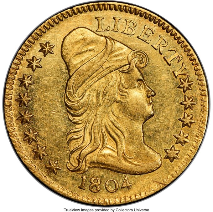 1804 Capped Bust Right Quarter Eagle, AU58